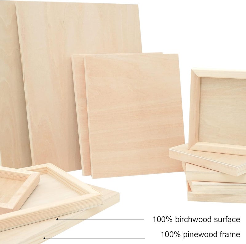 Phoenix Unfinished Wood Panel - Wood Canvas for Painting - 6x6 Inch / 8 Pack Birchwood 3/4" Deep Square Cradled Wooden Board for Crafts, Burning & Pouring Art - Image 4